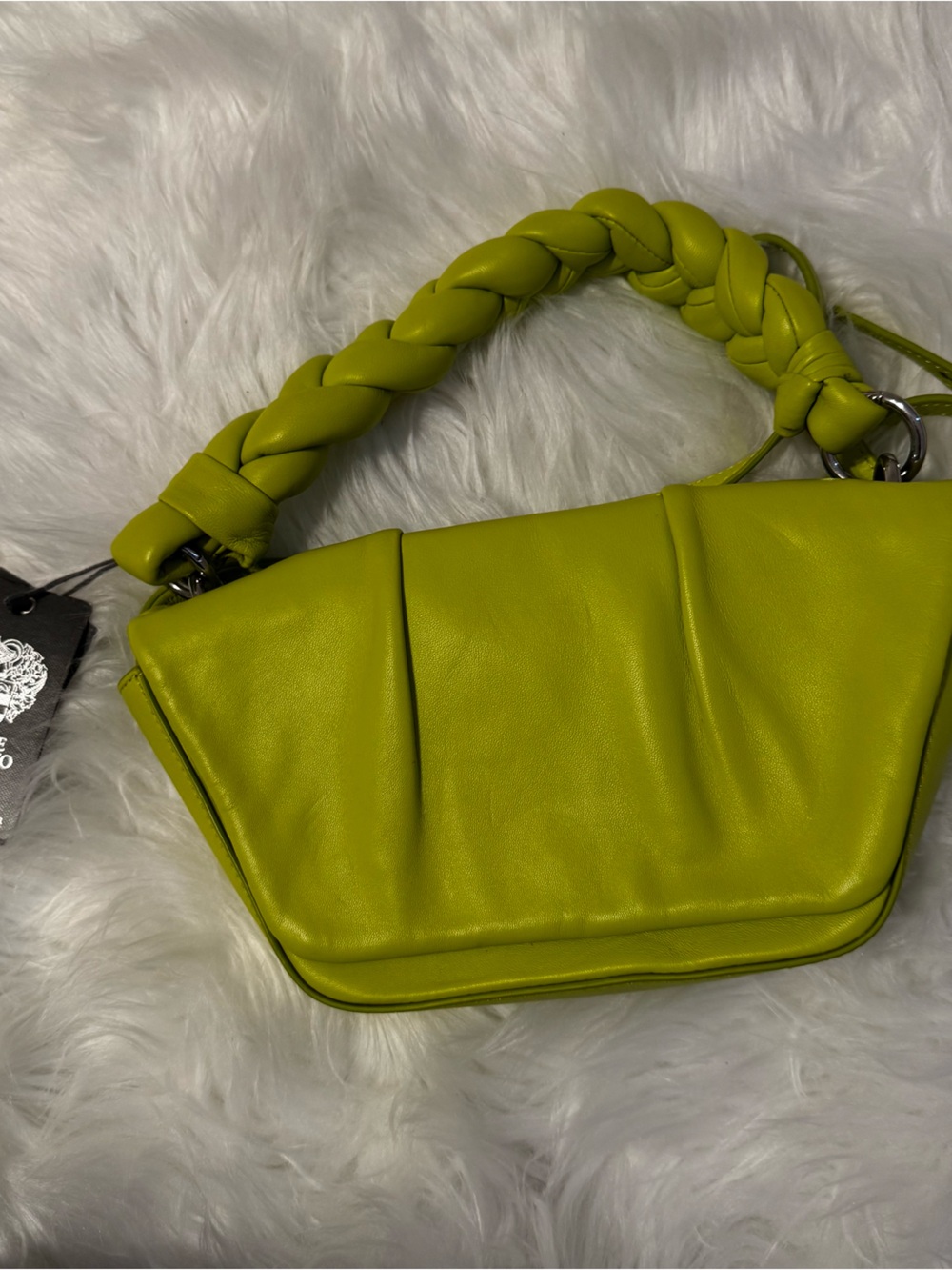 Vince Camuto Lime Green Braided Handle Shoulder Bag